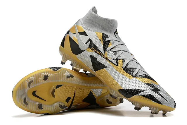 Nike Phantom GT Gold Black High-Cut Sock-Fit Collar Firm-Ground Soccer Shoes 6
