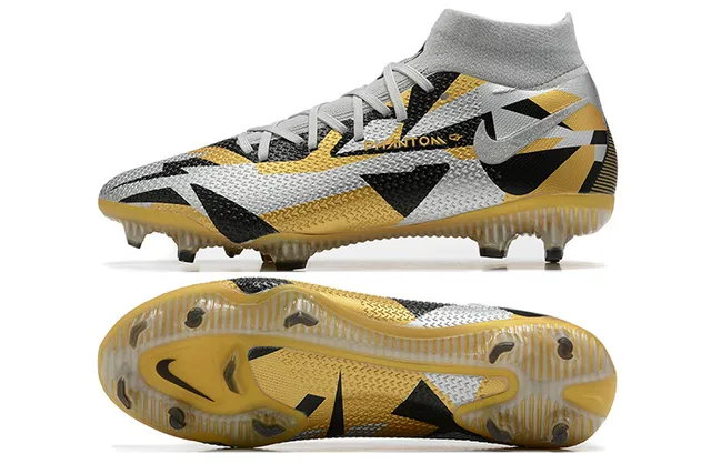 Nike Phantom GT Gold Black High-Cut Sock-Fit Collar Firm-Ground Soccer Shoes 9