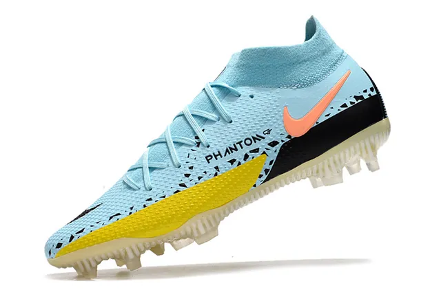 Nike Phantom GT Light Blue Orange Yellow Black Firm-Ground Soccer Shoes 4