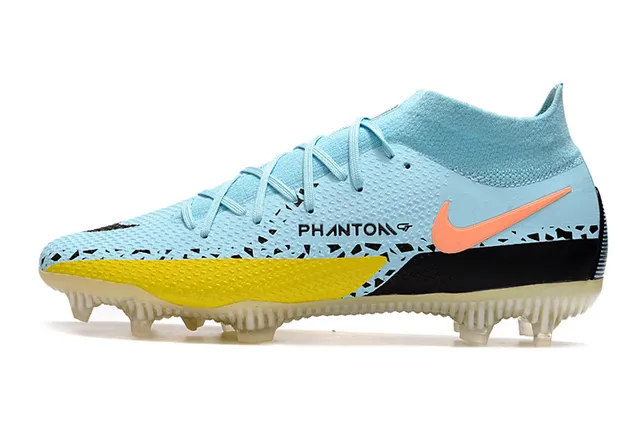 Nike Phantom GT Light Blue Orange Yellow Black Firm-Ground Soccer Shoes 5