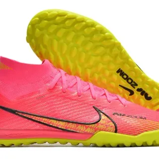 Nike Phantom GT Rosa Amarillo Punta Alta Calcetín Tejido Césped Zapatos de Fútbol