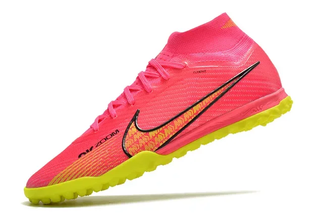 Nike Phantom GT Rose Jaune Hautes à chaussette construction tricotée gazon chaussures de football 3
