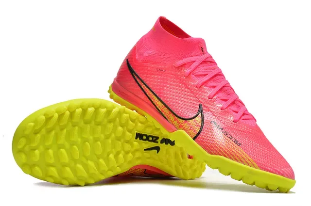 Nike Phantom GT Rose Jaune Hautes à chaussette construction tricotée gazon chaussures de football 4