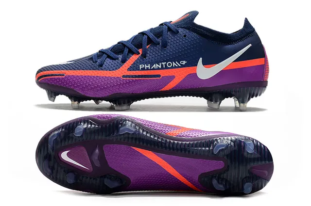 Nike Phantom GT Purple Navy Low-Cut Botas de Futebol com empino sintético texturizado para terreno firme 2