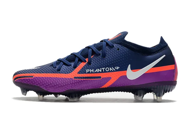 Nike Phantom GT Purple Navy Low-Cut Botas de Futebol com empino sintético texturizado para terreno firme 6