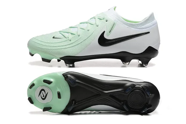 Nike Phantom GT Chaussures de Football Blanc et Vert Upper Tricot Lacets Asymétriques Firm-Ground 9