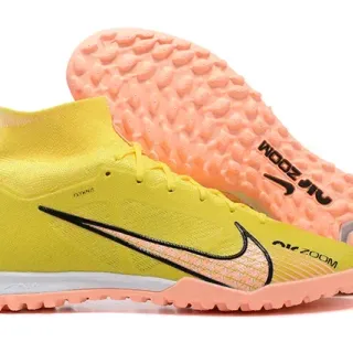 Nike Phantom GT Amarillo Naranja Zapatillas de fútbol alta sock-fit Flyknit upper para césped