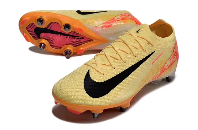 Nike Phantom GT Yellow Orange Knit Upper Pixelated Graphic Overlay Firm-Ground Soccer Shoes 4