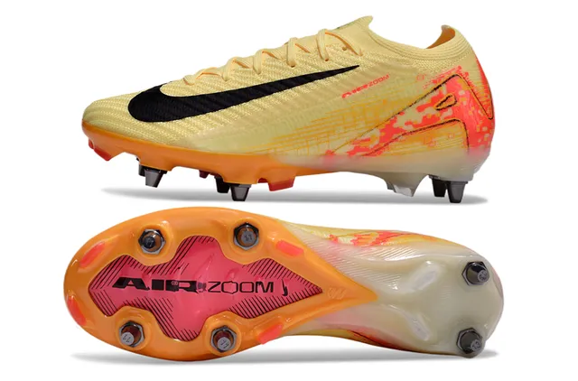 Nike Phantom GT Yellow Orange Knit Upper Pixelated Graphic Overlay Firm-Ground Soccer Shoes 6