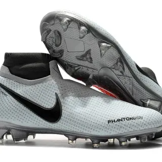 Nike Phantom VSN 灰黑 袜套领 穿孔飞线网面 钉地足球鞋