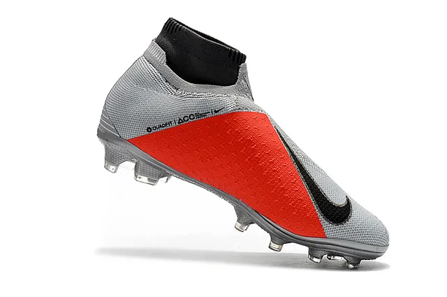 Nike Phantom VSN رمادي أسود كولار سوك فيت مثقب فلايك نيت علوي أحذية كرة القدم للأرض الصلبة 3
