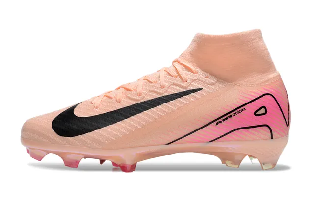 Nike Pink Beige High-Cut Sock-Fit Collar Iridescent Translucent Soleplate Firm-Ground Soccer Shoes 6