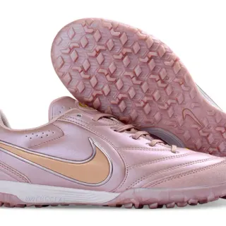 Nike गुलाबी बेज धातु ऊपरी हेक्सागोनल स्टड आउटसोल टर्फ फुटबॉल जूते