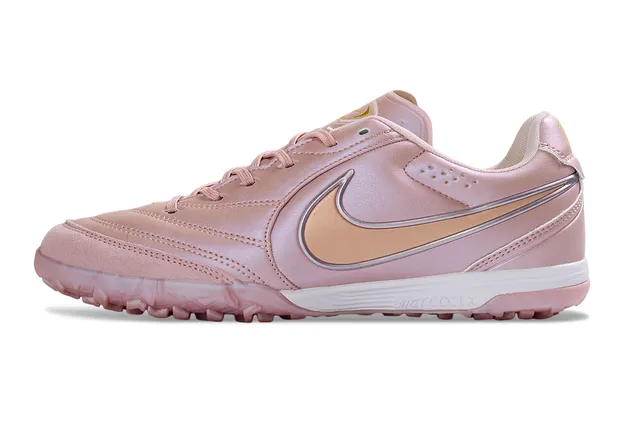 Nike Pink Beige Metallic Upper Hexagonal Stud Outsole Turf Soccer Shoes 2