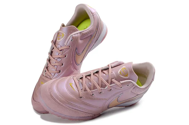 Nike Pink Beige Metallic Upper Hexagonal Stud Outsole Turf Soccer Shoes 3