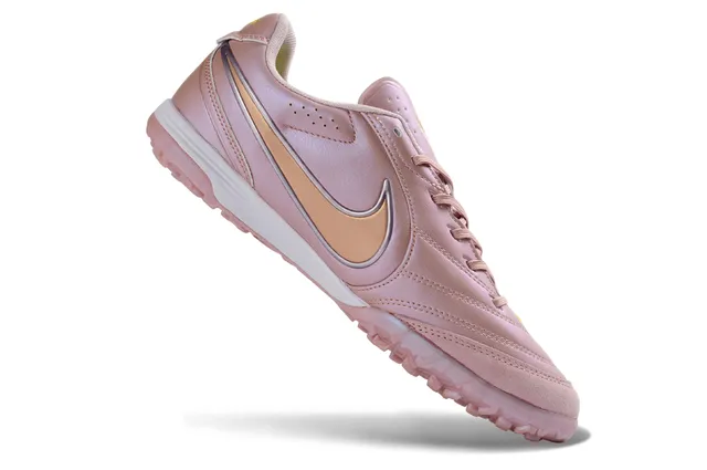 Nike Pink Beige Metallic Upper Hexagonal Stud Outsole Turf Soccer Shoes 4