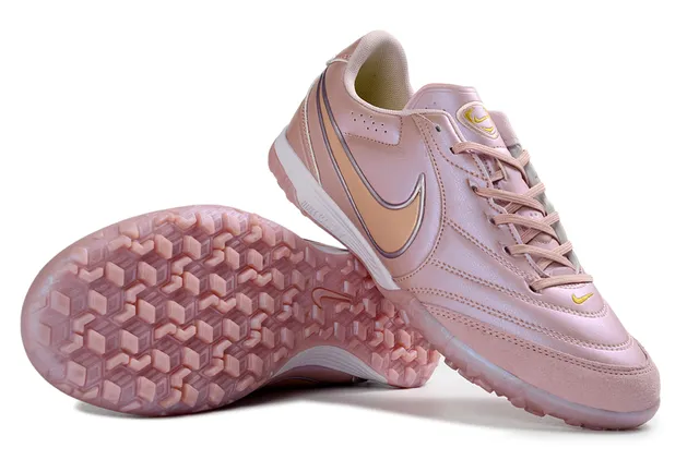Nike Pink Beige Metallic Upper Hexagonal Stud Outsole Turf Soccer Shoes 6