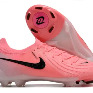 Nike Pink Black Knit Upper Sock-Fit Collar Firm-Ground Soccer Shoes
