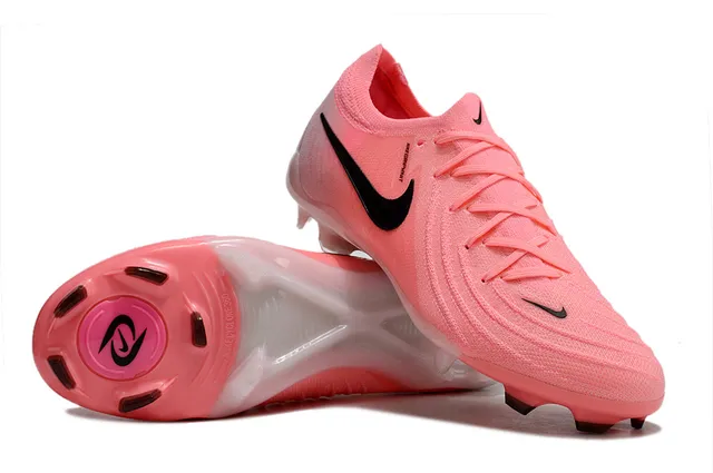 Nike Pink Black Knit Upper Sock-Fit Collar Firm-Ground Soccer Shoes 3
