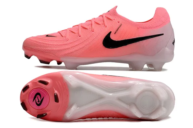 Nike Pink Black Knit Upper Sock-Fit Collar Firm-Ground Soccer Shoes 6