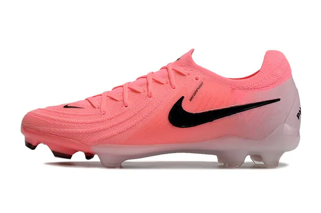 Nike Pink Black Knit Upper Sock-Fit Collar Firm-Ground Soccer Shoes 8