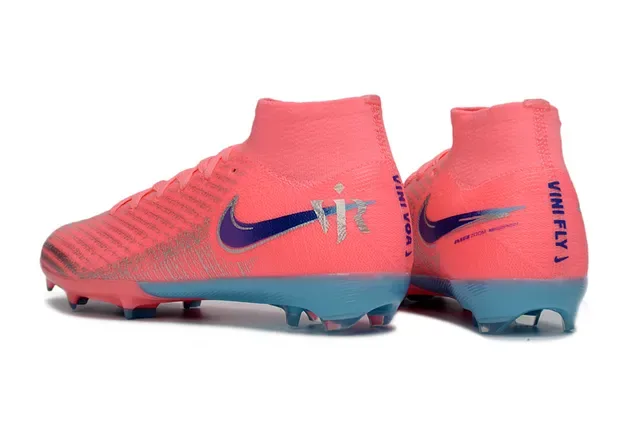 Nike chuteiras rosa e azul, upper em malha alta, gola de meia, para terreno firme 4