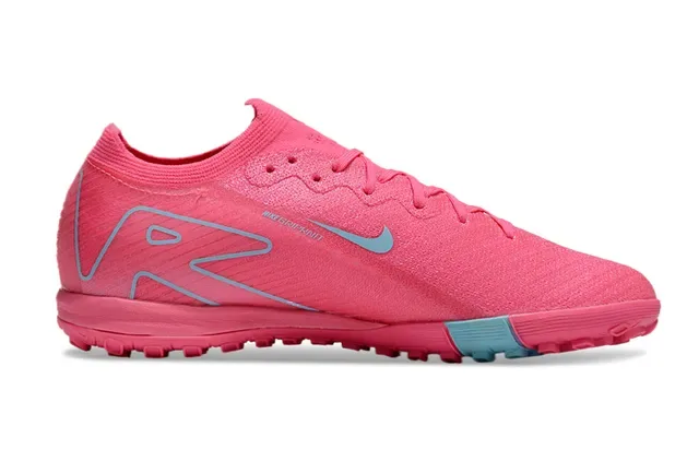 Nike Chaussures de Football Turf Upper en Tricô Langue Intégrée Rose et Bleu 7