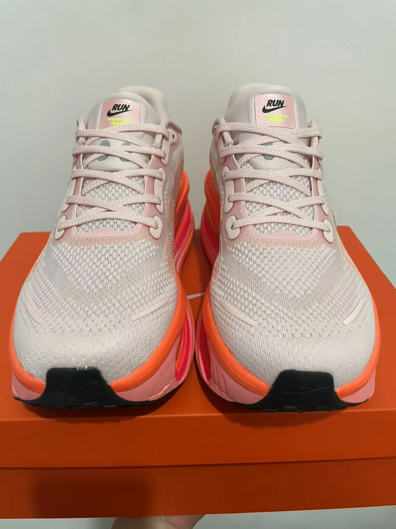Nike Pink Orange Engineered Mesh Upper Translucent Cage Overlay Running Shoes 2