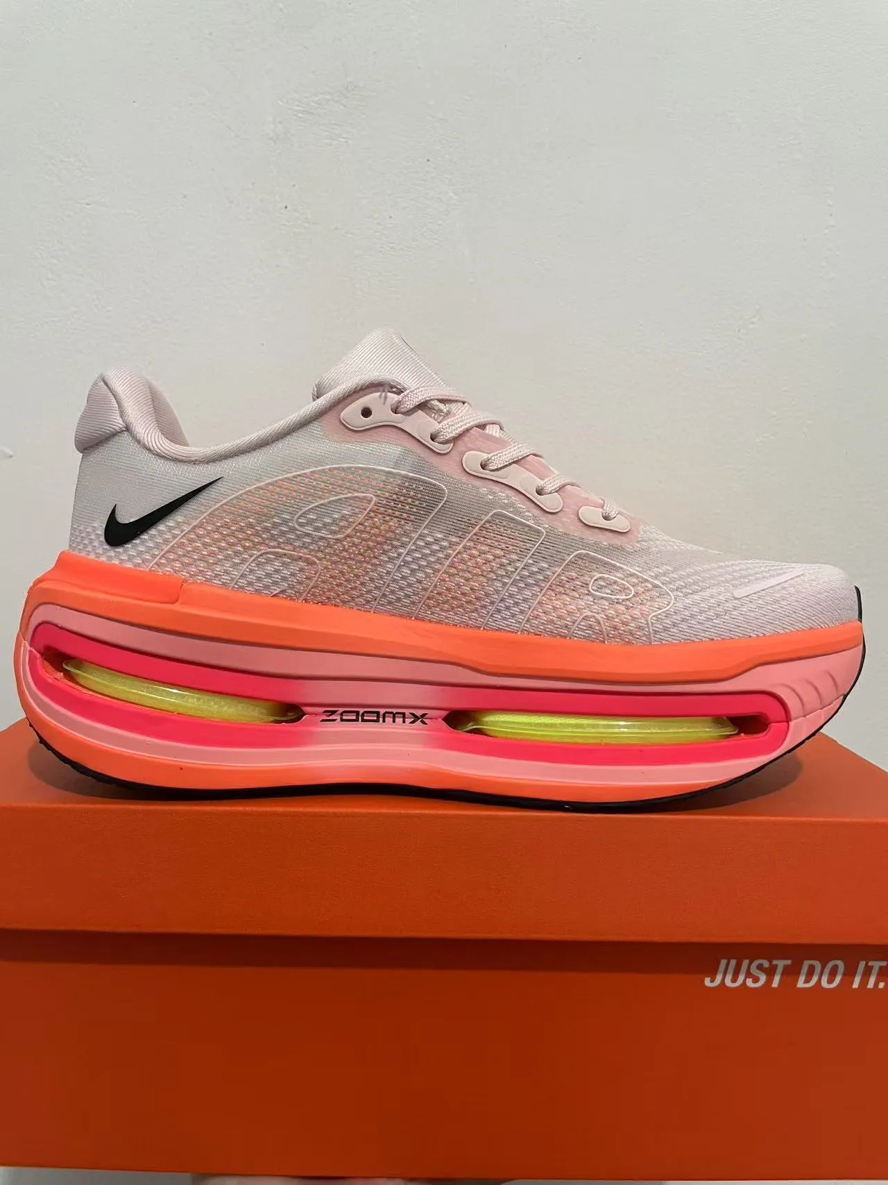 Nike Pink Orange Engineered Mesh Upper Translucent Cage Overlay Running Shoes 4