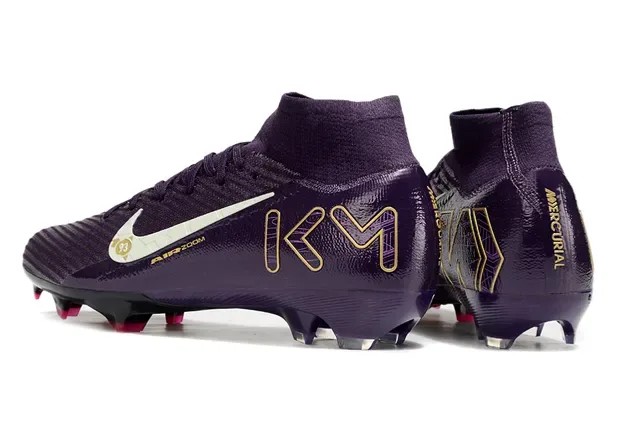 Nike Roxo Dourado Alto Ajuste de meias Parte superior Flyknit Construção Firm-Ground Sapatos de futebol 4