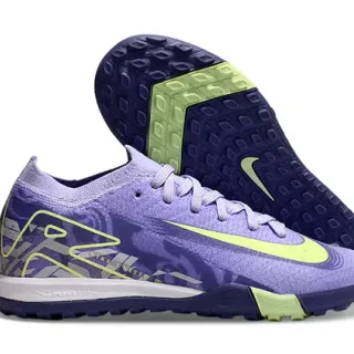Nike Purple Green Knit Upper Low-Cut Silhouette Indoor Soccer Shoes