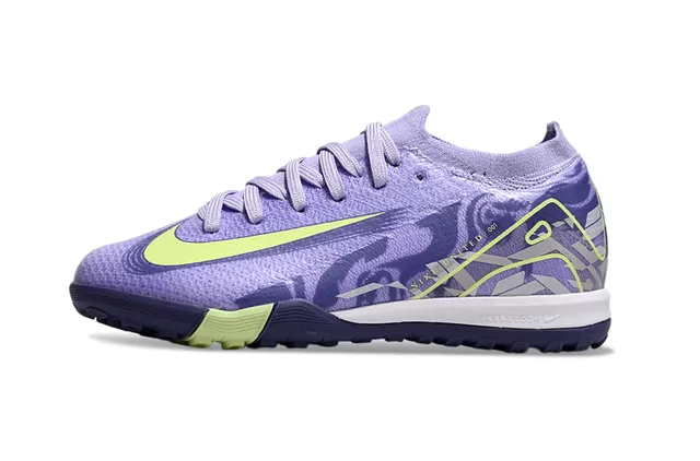 Nike Chaussures de football indoor violet et vert avec upper en maille silhouette low-cut 6