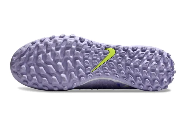 Nike Sapatos de futebol turf roxo e amarelo alto com superior de tricô e colar ajustável a meia 6