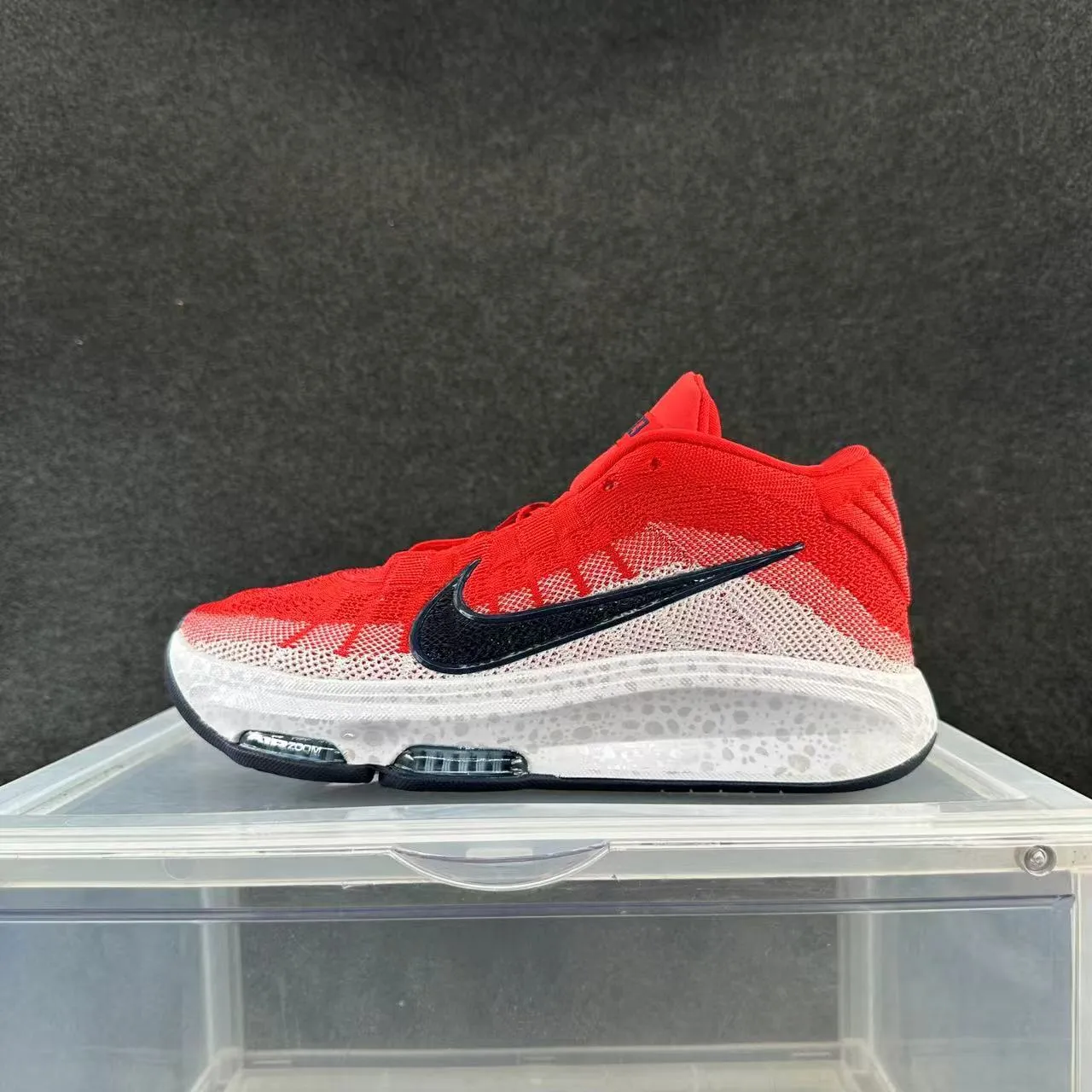 Nike Red Black Gradient Knit High-Top Basketball Shoes 2