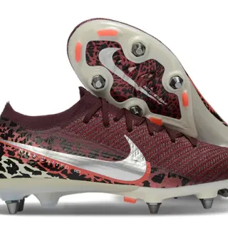 Nike Red Multicolor Knitted Flyknit Upper Animal-Print Overlay Firm-Ground Soccer Shoes
