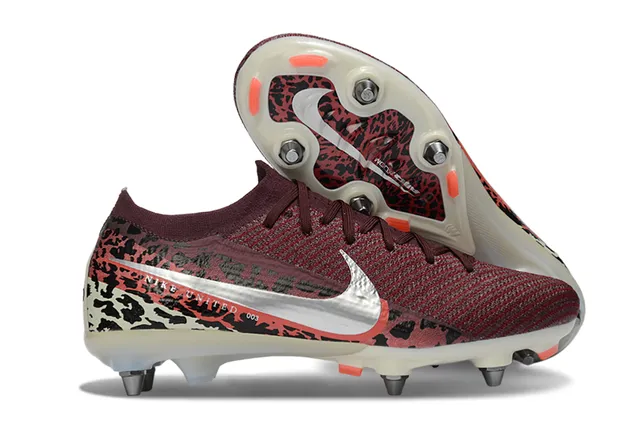 Nike Red Multicolor Knitted Flyknit Upper Animal-Print Overlay Firm-Ground Soccer Shoes 1