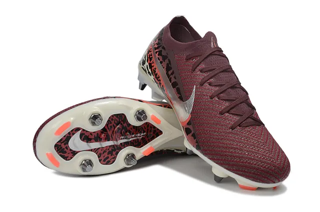 Nike Red Multicolor Knitted Flyknit Upper Animal-Print Overlay Firm-Ground Soccer Shoes 4