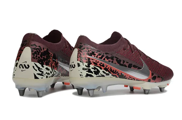 Nike Red Multicolor Knitted Flyknit Upper Animal-Print Overlay Firm-Ground Soccer Shoes 5