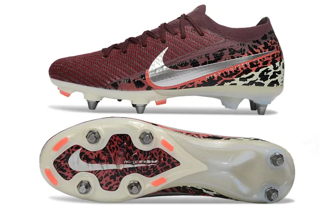 Nike Red Multicolor Knitted Flyknit Upper Animal-Print Overlay Firm-Ground Soccer Shoes 6