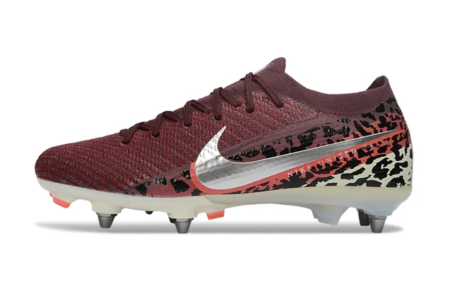 Nike Red Multicolor Knitted Flyknit Upper Animal-Print Overlay Firm-Ground Soccer Shoes 7