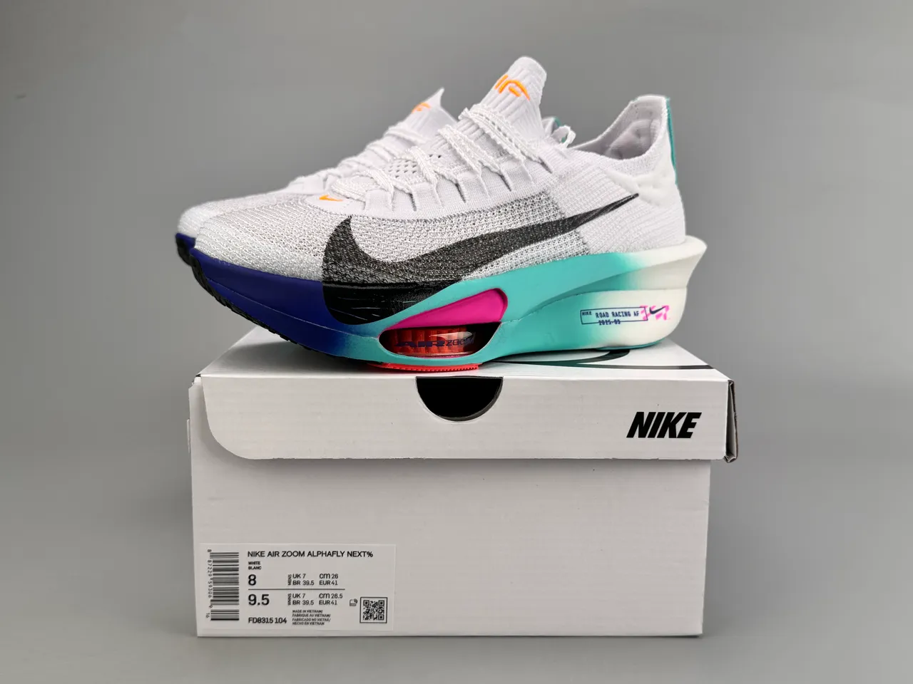 Nike Road Racing AF 2023-03 Tênis de corrida brancos turquesa azul rosa 2