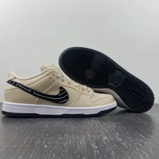 Nike SB Dunk Low Beige Black White Skateboard Shoes