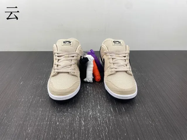 Nike SB Dunk Low Beige Black White स्केटबोर्ड जूते 8
