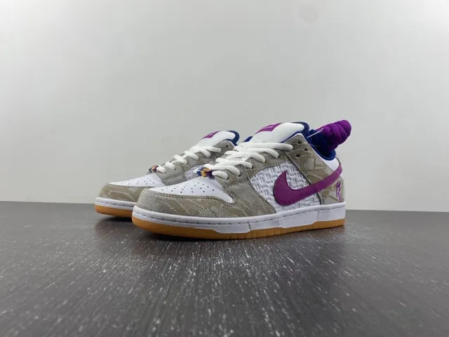 Nike SB Dunk Low Beige Blue Purple Signature Skateboard Shoes 2