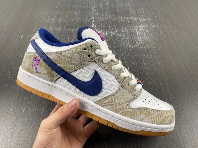 Nike SB Dunk Low Beige Blue Purple Signature Skateboard Shoes 4
