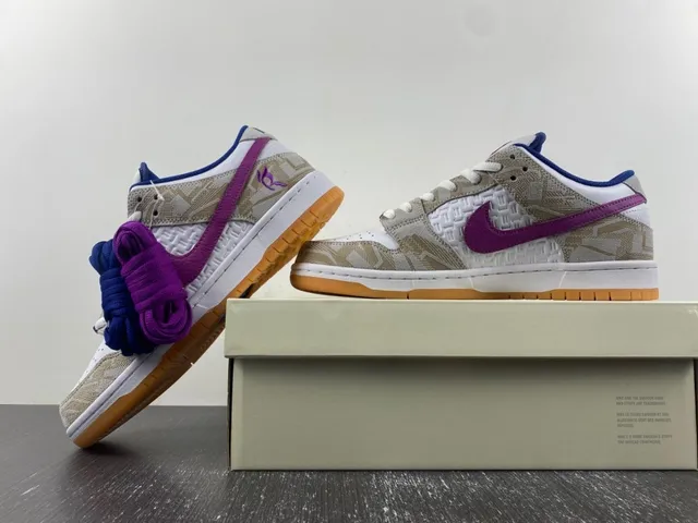 Nike SB Dunk Low Beige Blue Purple Signature Skateboard Shoes 14