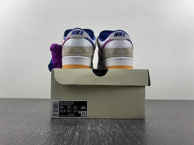Nike SB Dunk Low Beige Blue Purple Signature Skateboard Shoes 17