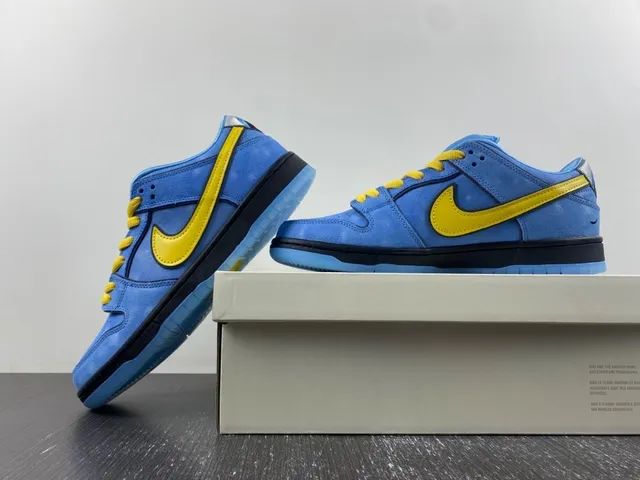Nike SB Dunk Low Blue Yellow Skateboard Shoes 14