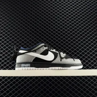 Nike SB Dunk Low ग्रे ब्लैक व्हाइट स्केटबोर्ड जूते