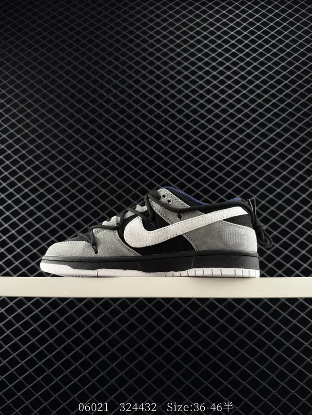 Nike SB Dunk Low Gray Black White Skateboard Shoes 5